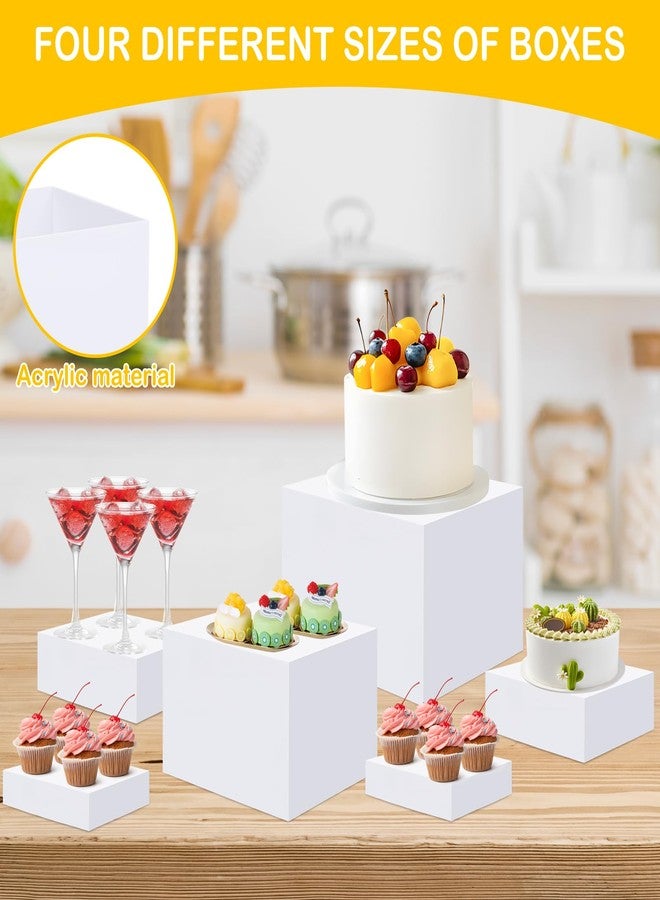 ejonirinjonir EI 8Pcs Acrylic Buffet Risers,High-end Classic Food Display Riser for Party,Catering,Jewelry Collectibles.White Heavy duty Dessert Table Display Set,Acrylic Cube Boxes Display Nesting Risers - Image 5